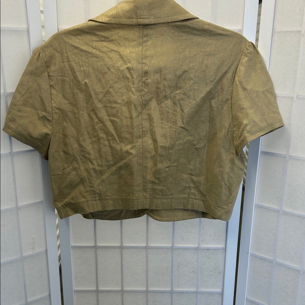 Metro 7 Metallic Gold Short Sleeve Blouse - Picture 3 of 3